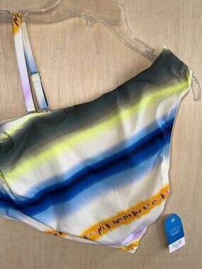 NWT Women's Lands' End Creora Highclo One Shoulder Midkini Swim Top Size 4